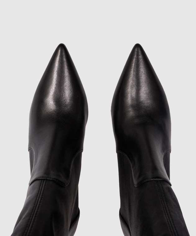 Stuart Weitzman Черные кожаные сапоги STUART POWER SK313 изображение 4