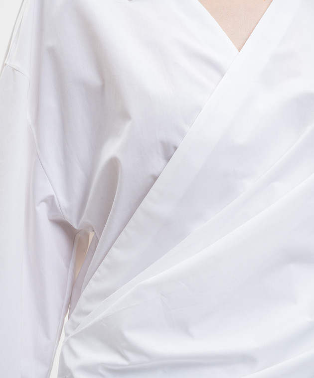 Balmain Белая блуза с драпировкой GF0HU491CG72 изображение 5