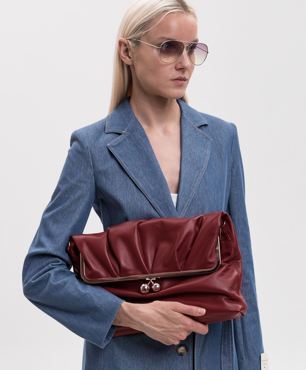 Max Mara Weekend Бордова шкіряна сумка ASLALOM WKASLALOM зображення 2