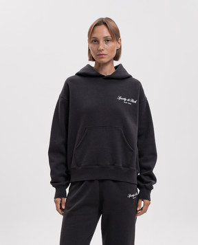 Sporty & Rich Чорне утеплене худі з принтом логотипа ST09571329BA02