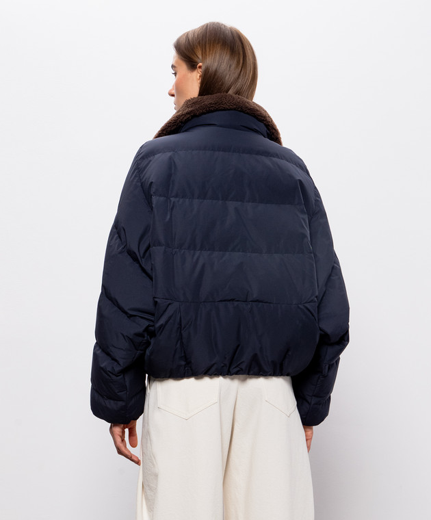 Brunello Cucinelli Синий пуховик с мехом MH5257474 изображение 4
