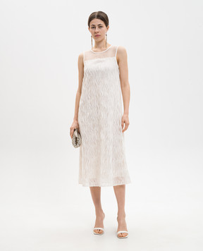 Peserico Платье с фигурными аппликациями цвета айвори E0202803703