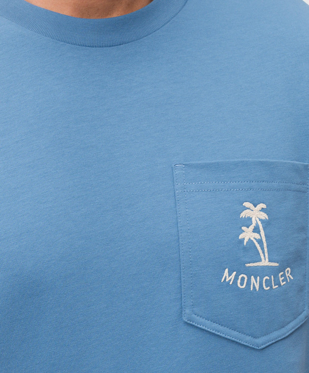 Moncler Синя футболка з вишивкою L10918C0005489B8U зображення 5