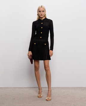 Balmain Черная юбка с тканым узором полоска HF1LBB53KK10