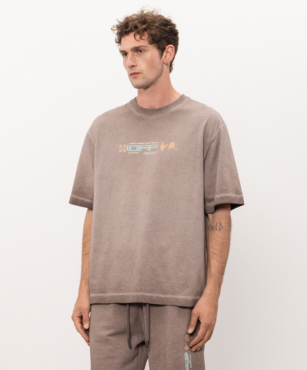 Off-White Коричневые футболки Archi Geography Arrow 44MAA120F26J00B изображение 3