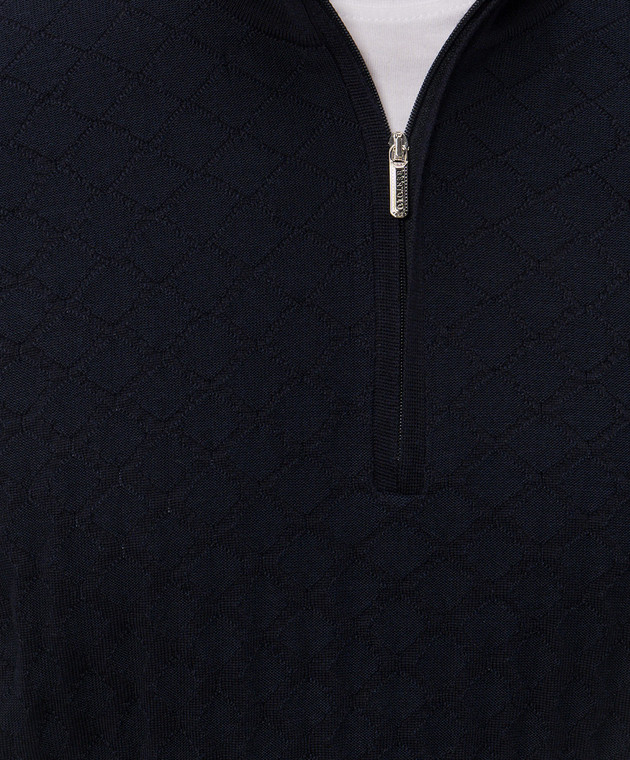 Bertolo Cashmere Синее поло из шерсти и шелка 90264500256658 изображение 5