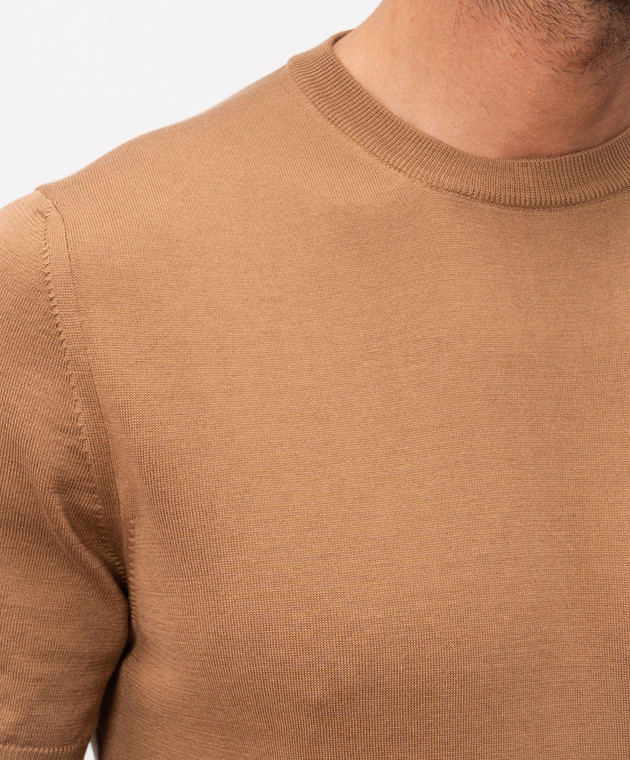 Cashmere&Whiskey Коричневая футболка с шелком FS03 изображение 5