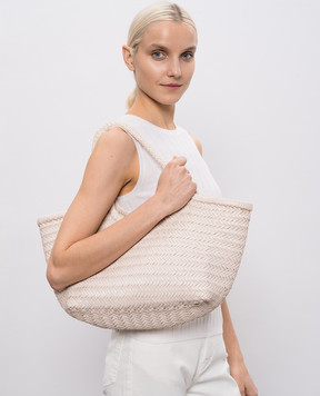 Dragon Розовая кожаная плетеная сумка-тоут Nantucket DGS68822