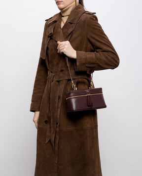 Christian Villa Бордовая кожаная сумка с принтом логотипа 06301