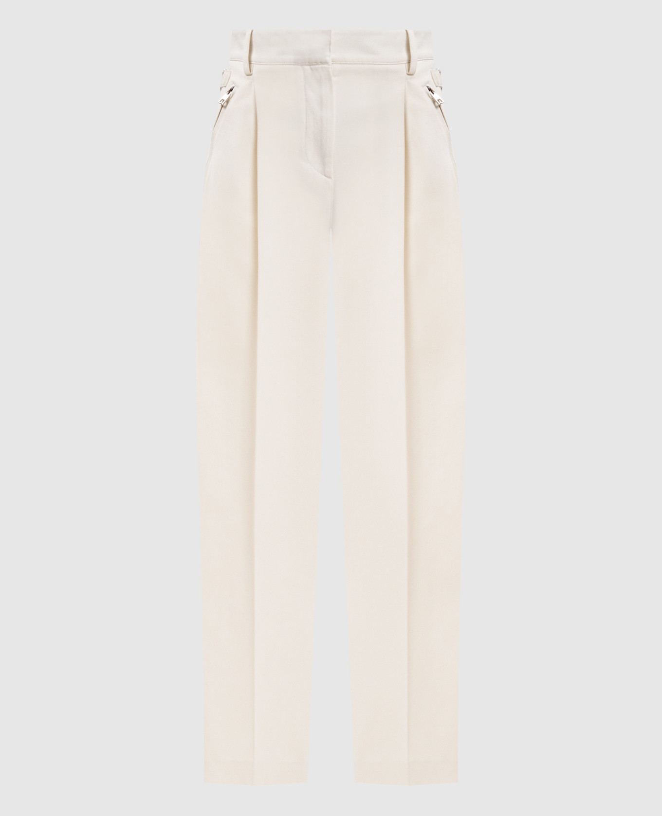 

Белые брюки с шерстью, Белый, Прямые брюки