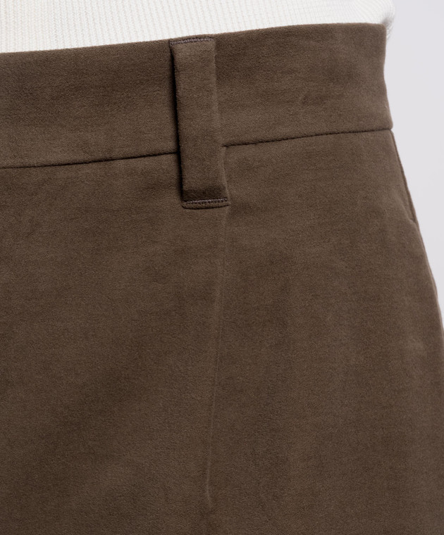 Brunello Cucinelli Коричневые брюки из хлопка с цепочкой мониль MB152P9352 изображение 5
