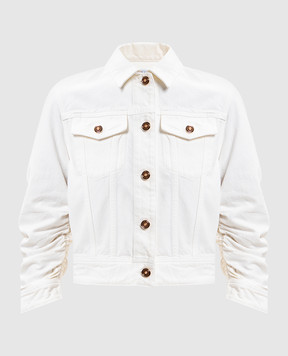 Gabriela Hearst Белая джинсовая куртка Adira с драпировкой 3265088T130