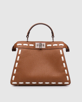 Fendi Коричнева шкіряна сумка Peekaboo ISee 8BN327AY6X