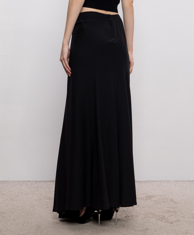 Alexander McQueen Черная юбка макси из шелка асимметричного кроя 876822QBADT изображение 4