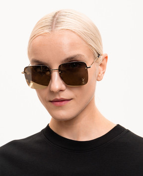 Saint Laurent Золотые солнцезащитные очки 312 М с зеркальным эффектом 652363Y9902