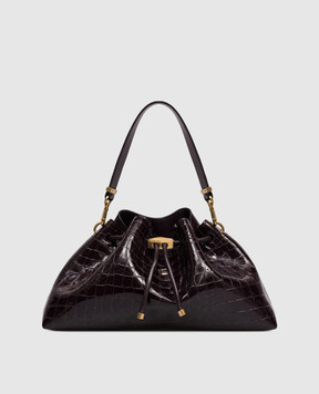 Jimmy Choo Бордова шкіряна лакована сумка-кісет Cinch з тисненням під шкіру крокодила BONBONBCKTEWCBH