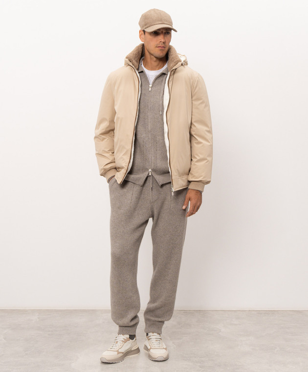Brunello Cucinelli Бежева спортивна куртка з кашеміру M22704806G зображення 2