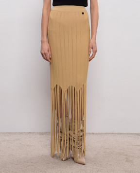 Balmain Бежевая юбка с бахромой GF0LC233KJ63