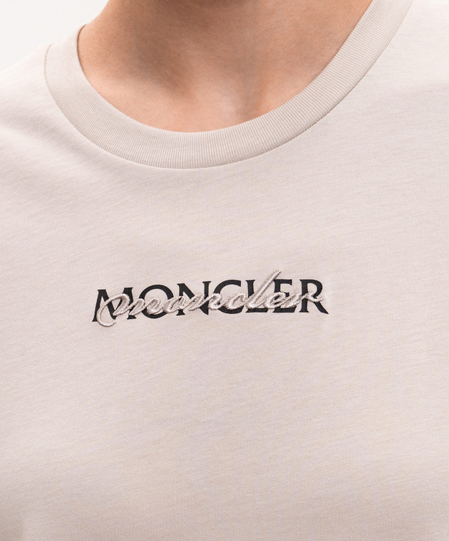 Moncler Серая футболка с логотипом L20938C0001289B8Q изображение 5