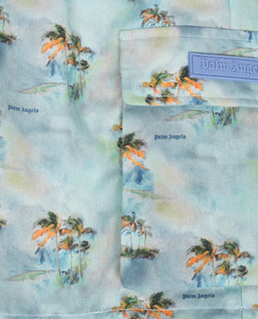 Palm Angels Детские голубые шорты-карго в принт PBCS002S26FAB001
