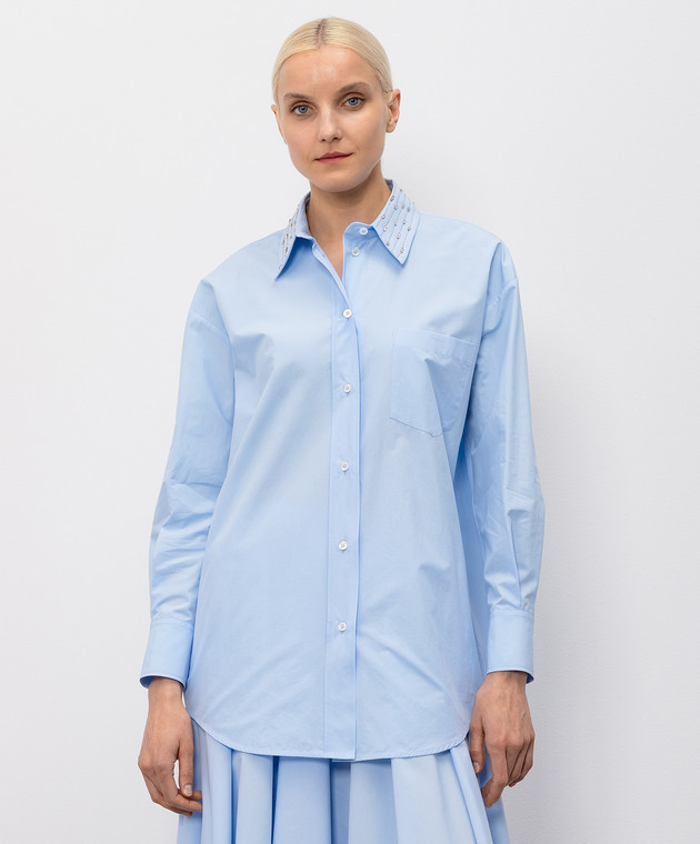Fabiana Filippi Голубая рубашка с кристаллами CAD276F416M160 изображение 3