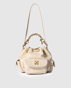 Off-White Белая кожаная сумка-кисет Dumbo OWMY002F25LEA001