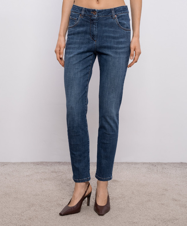 Brunello Cucinelli Сині джинси з патчем MB065P5679 зображення 3