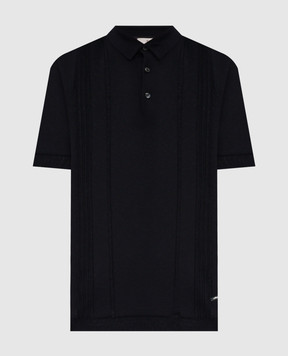 Enrico Mandelli Темно-синее поло с шелком 3K005A5645