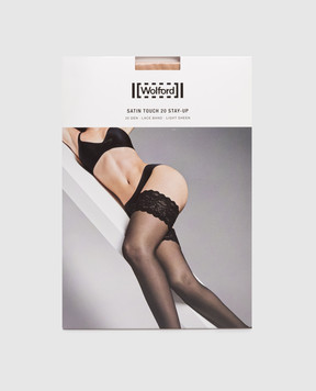Wolford Бежеві панчохи 20 den Satin touch з мереживом 21223