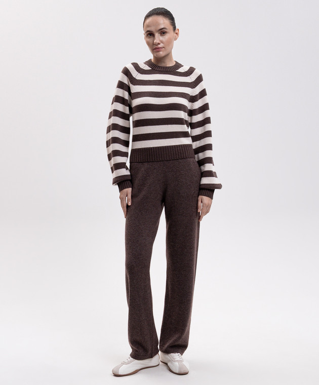 Sporty & Rich Коричневый свитер Julietta из шерсти в полоску WS10483000BR03 изображение 2