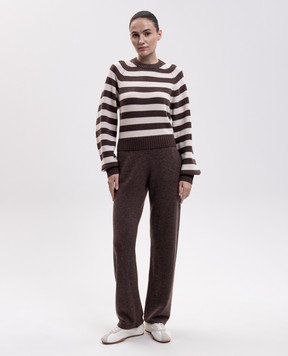 Sporty & Rich Коричневый свитер Julietta из шерсти в полоску WS10483000BR03