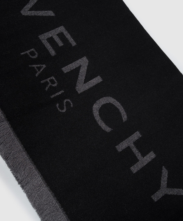 Givenchy Чорний палантин з вовни та кашеміру 710010176001 зображення 3