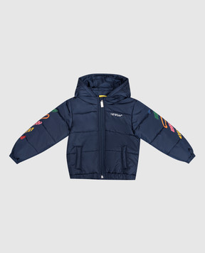 Off-White Детская синяя куртка с брендовым принтом 44G7X003F26F001