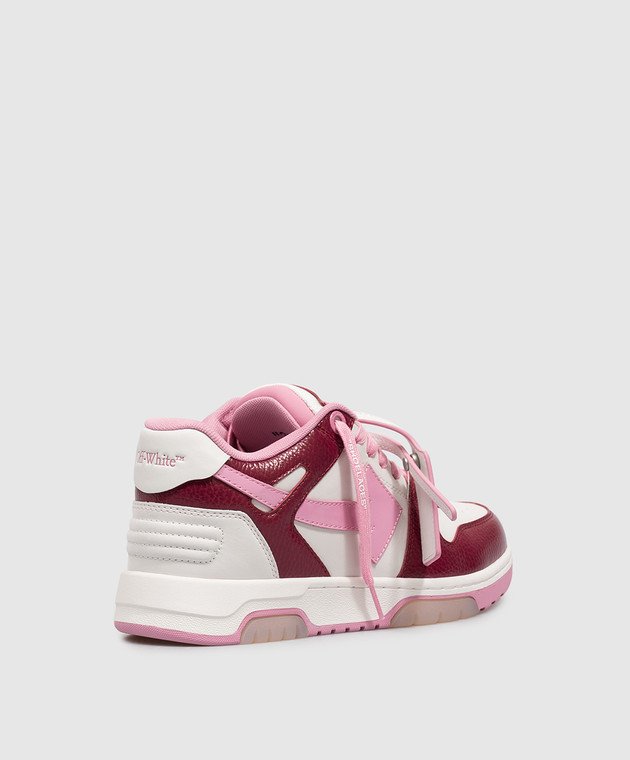 Off-White Бордові шкіряні кросівки Out Of Office OF05737655 зображення 3