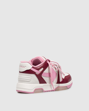 Off-White Бордові шкіряні кросівки Out Of Office OF05737655