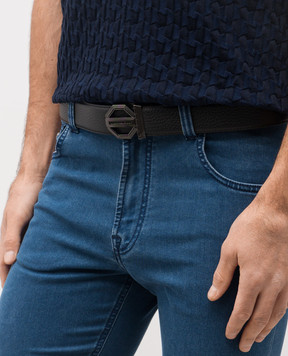 Stefano Ricci Черный кожаный ремень с логотипом N382VDC554U