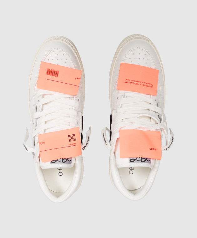 Off-White Белые комбинированные кроссовки 3.0 Court с брендовыми нашивками M29KC9L001 изображение 4
