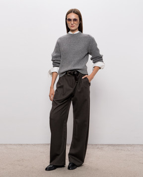 Brunello Cucinelli Серый свитер из кашемира и шерсти MBM753500