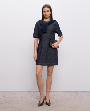 Brunello Cucinelli Синя джинсова сукня міні з ланцюжком моніль MB125AFQ91