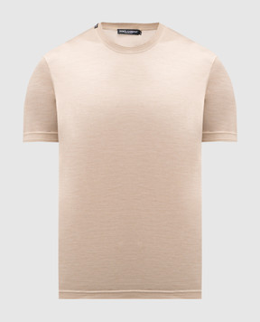 Dolce&Gabbana Бежева футболка із шовку G8ST1TG7P0F