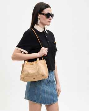 Valentino Бежевая сумка-тоут VLogo из рафии 8W2B0T02QCL