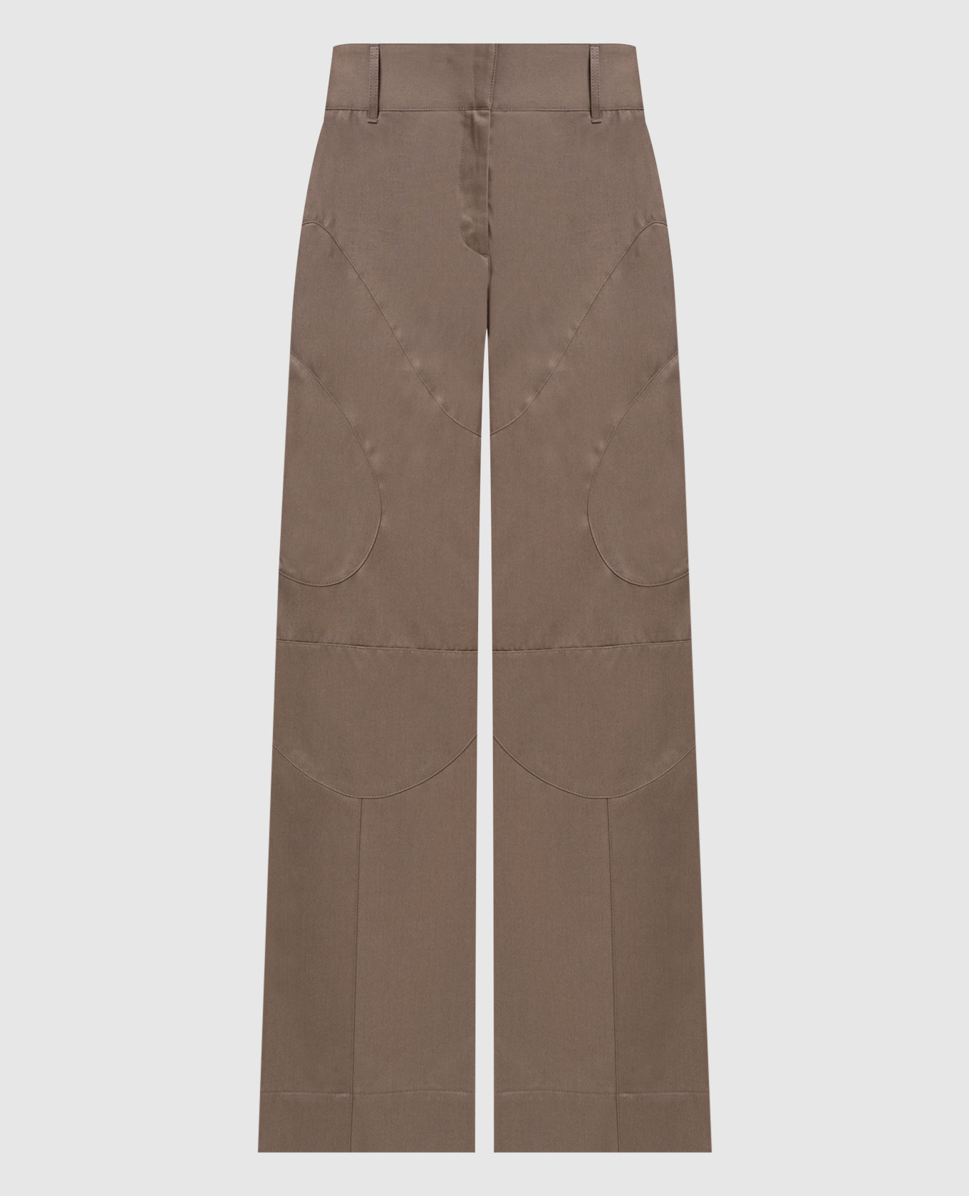 

Коричневые брюки с нашивкой логотипа, Коричневый, Широкие брюки