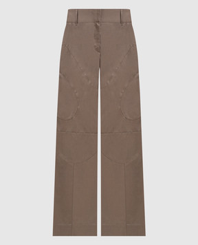 Off-White Коричневі штани з нашивкою логотипа 2CF029S26FAB001