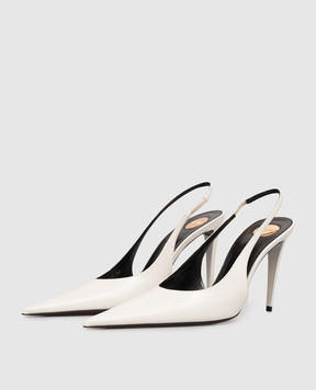 Saint Laurent Шкіряні слінгбеки кольору айворі GUERMANTES 870505AAF29