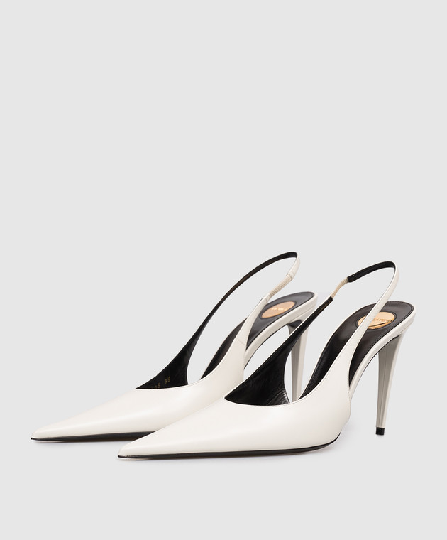 Saint Laurent Кожаные слингебеки цвета айвори GUERMANTES 870505AAF29 изображение 2