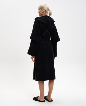 Off-White Чорний махровий халат у візерунок OHZB012T25FAB001