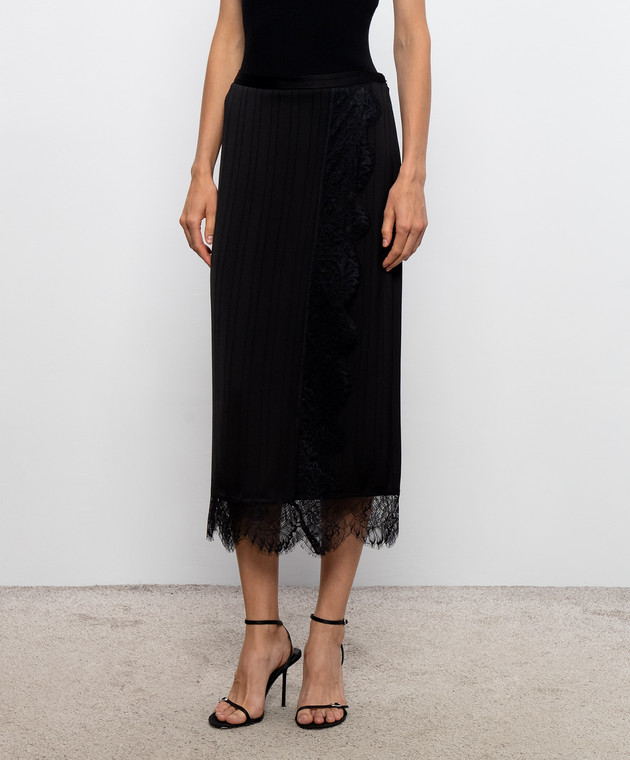 Twinset Черная юбка с кружевом 262TP2123 изображение 3