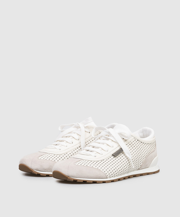 Brunello Cucinelli Білі кросівки зі шкіри оленя MZDKG3236 зображення 2