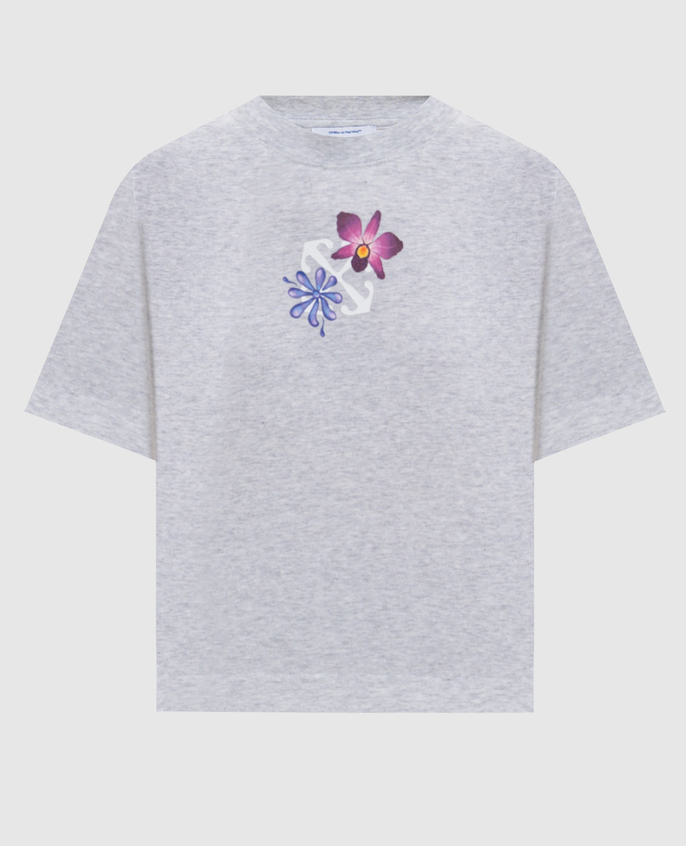 

Серая укороченная меланжевая футболка с эмблемой, Серый, Футболки