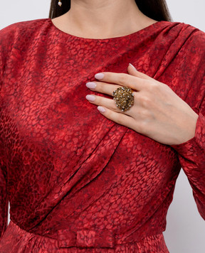 CelesteG Золотистое регулируемое кольцо Цветочное Сердце 2071